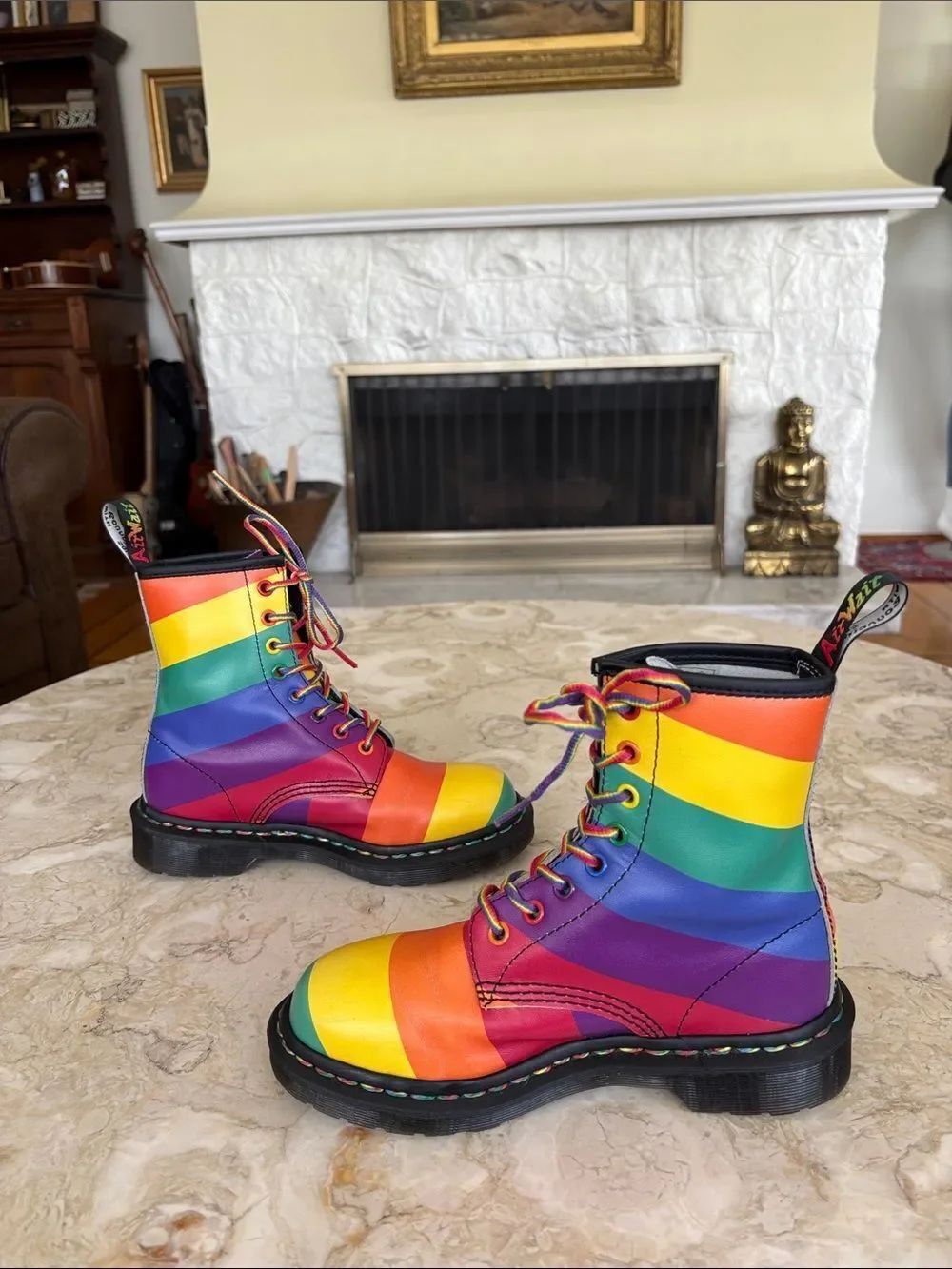 Dr. Martens 1460 Pride Multi Rainbow 🌈 Backhand Stripe 8-Eyelet Combat Boots - Picture 7 of 13